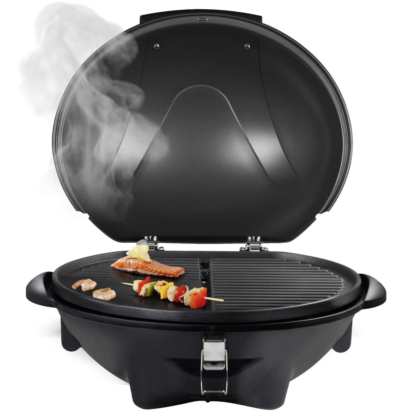 Електрическо барбекю 2 в 1 TurboTronic TT-BBQ5, 2400W, с капак, термостат и странична масичка