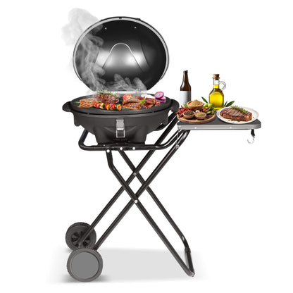 Електрическо барбекю 2 в 1 TurboTronic TT-BBQ5, 2400W, с капак, термостат и странична масичка