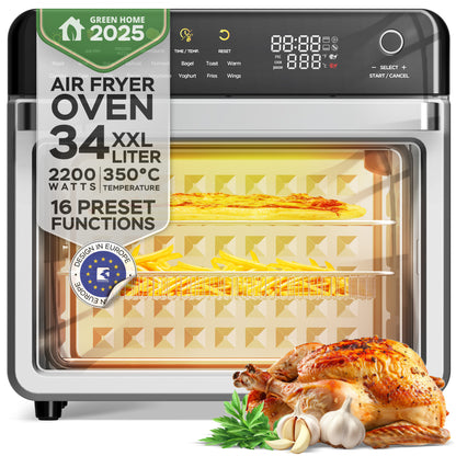 Мултифункционална фурна с въздух TurboTronic TT-AFO310, 2200W, 34L, до 350°C, 16 програми, LED дисплей