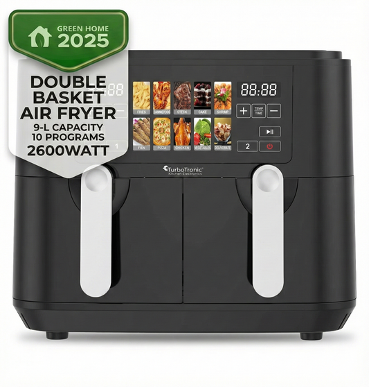 AirFryer TurboTronic Multi DualChef, TT-DAF8, 9L (2×4.5L), 2200–2600W, 10 програми