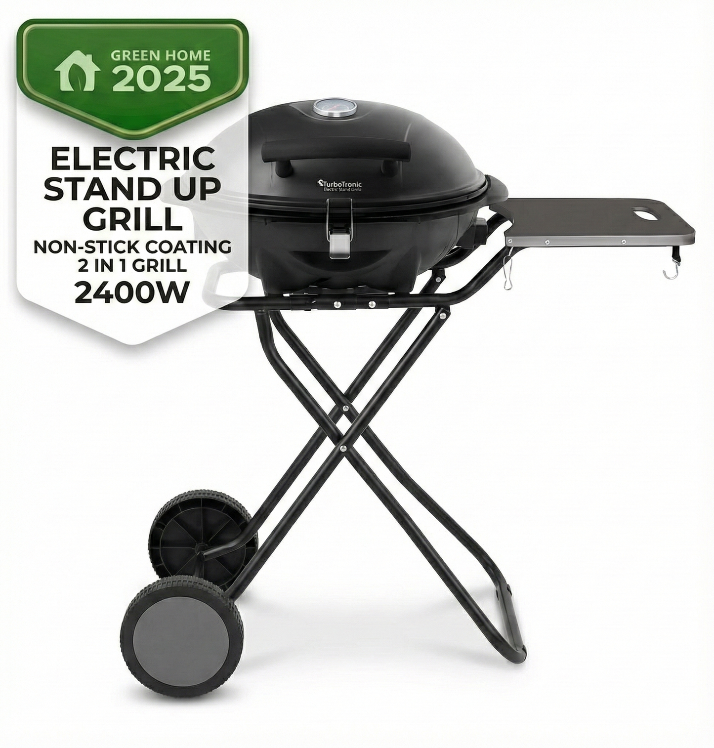Електрическо барбекю 2 в 1 TurboTronic TT-BBQ5, 2400W, с капак, термостат и странична масичка
