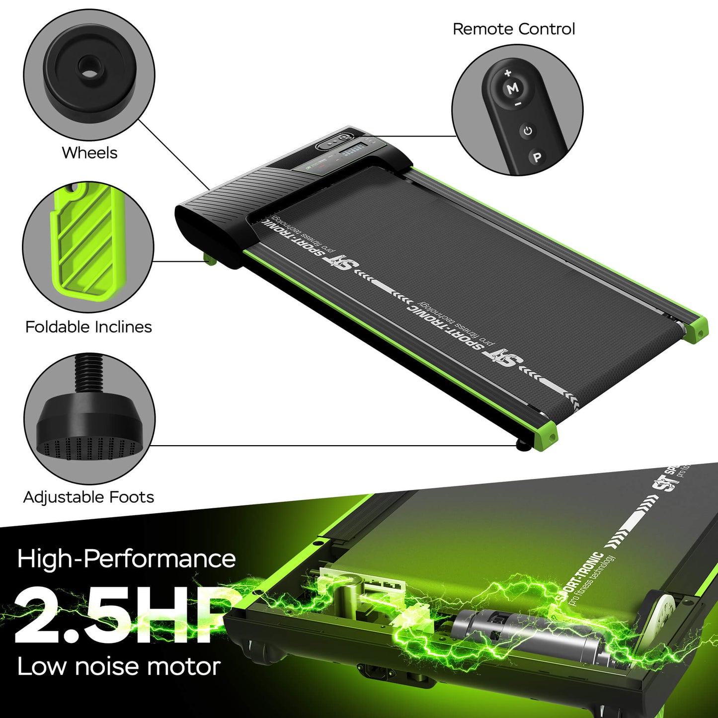 Пътека за ходене Turbotronic, ST-510, регулируема скорост, 4 зададени програми, дистанционно управление, LED дисплей