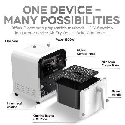 AirFryer Дигитален Turbotronic Airchef Pro TT-AF190, 6.0L, 8зададени програми, дигитален дисплей, 1600W