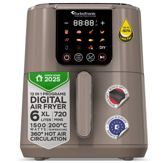 Дигитален Airfryer TurboTronic AirChef TT-AF250, 6L, лед дисплей, 12предварителни програми, 1500W,