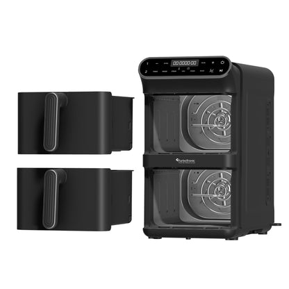 Колонен AirFryer TurboTronic TT-AF500D, 2460W, 11L (2×5.5L), 6 функции, 200°C, тъч дисплей