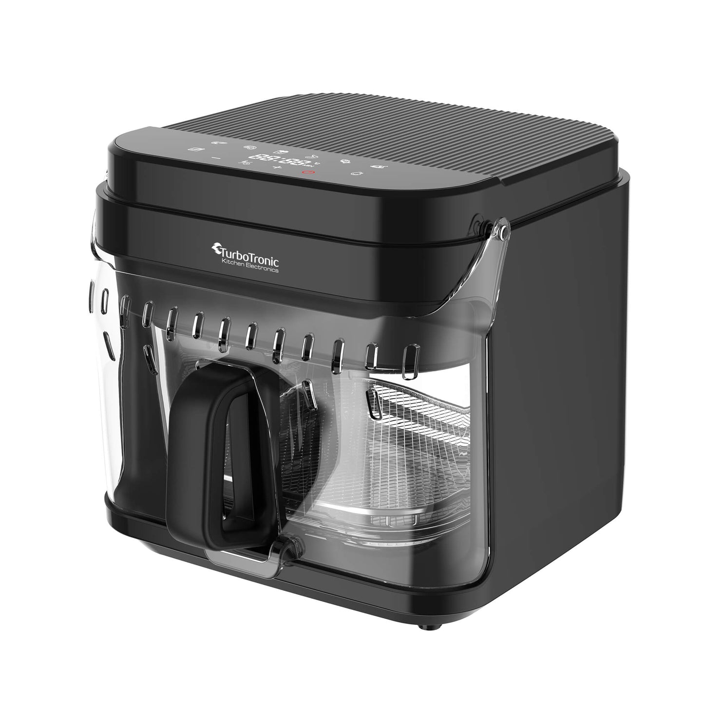 Фритюрник с горещ въздух TurboTronic TT-AFG5, 5.5L, 1200W, стъклена кошница, дигитален контрол, 8 програми