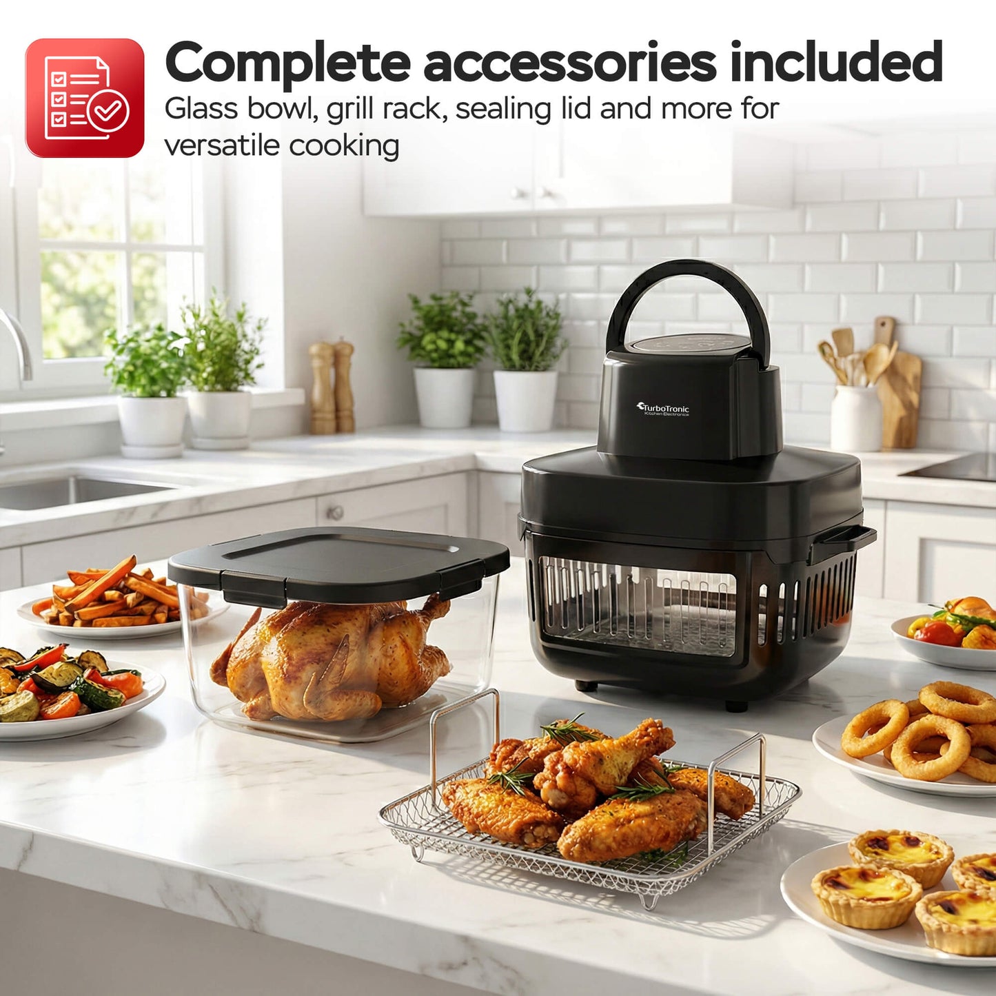 Дигитален AirFryer TurboTronic TT-AFG6, 1600W, 6L, 7 програми