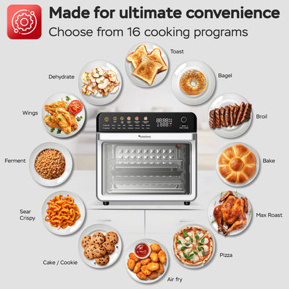 Мултифункционална фурна с въздух TurboTronic TT-AFO310, 2200W, 34L, до 350°C, 16 програми, LED дисплей