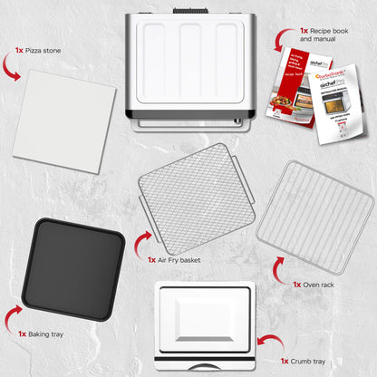 Мултифункционална фурна с въздух TurboTronic TT-AFO310, 2200W, 34L, до 350°C, 16 програми, LED дисплей