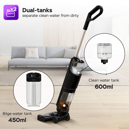 Вертикална прахосмукачка 2 в 1 TurboTronic TT-AIV8, 180W, 22.2V, мокро и сухо почистване, 600ml/450ml, ≤80dB