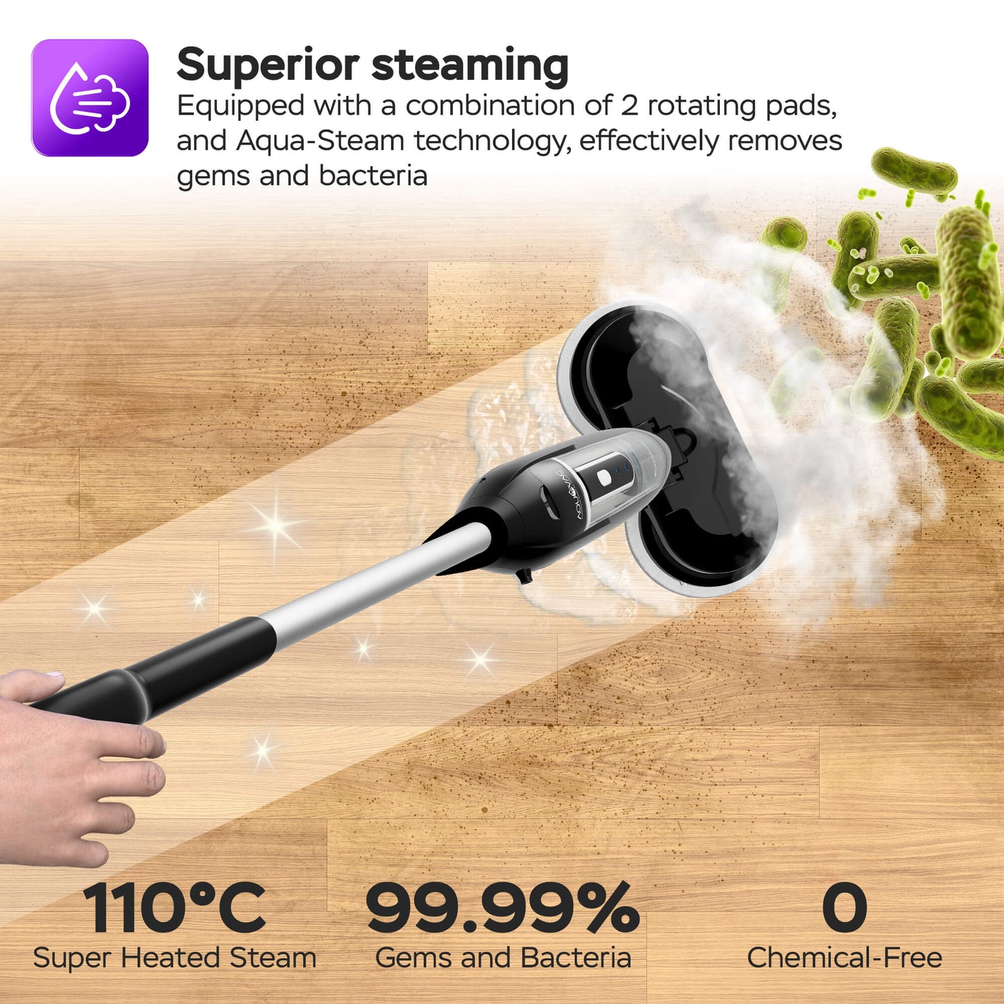 Вертикална парочистачка Turbotronic TT-AQV700 STEAM & SCRUB MOP