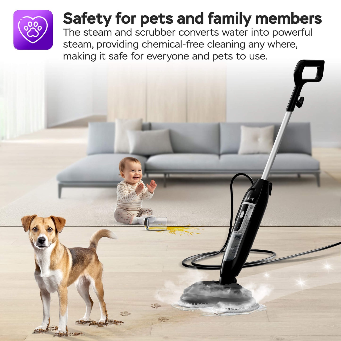 Вертикална парочистачка Turbotronic TT-AQV700 STEAM & SCRUB MOP