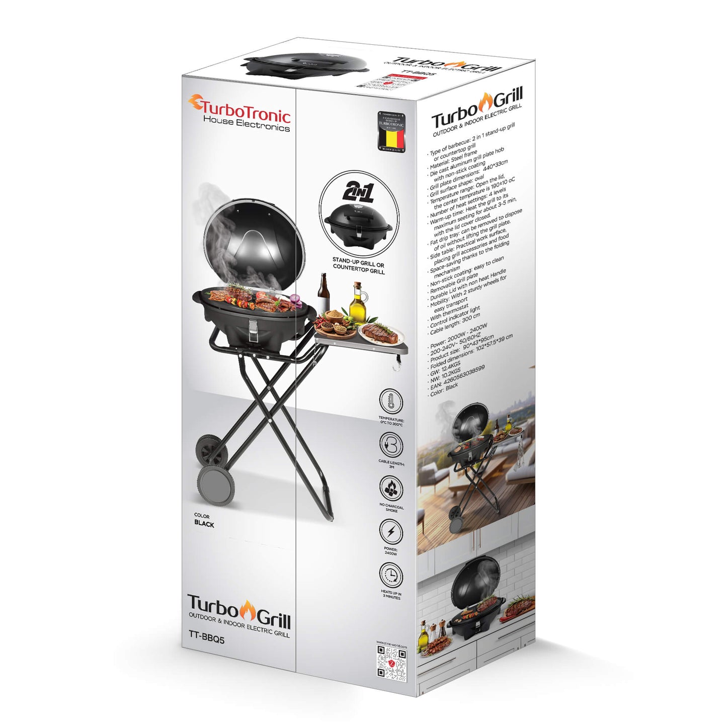 Дехидратор за храна TurboTronic TT-FD55, 675W, 7 тави от неръждаема стомана, дигитален контрол, 35–75°C