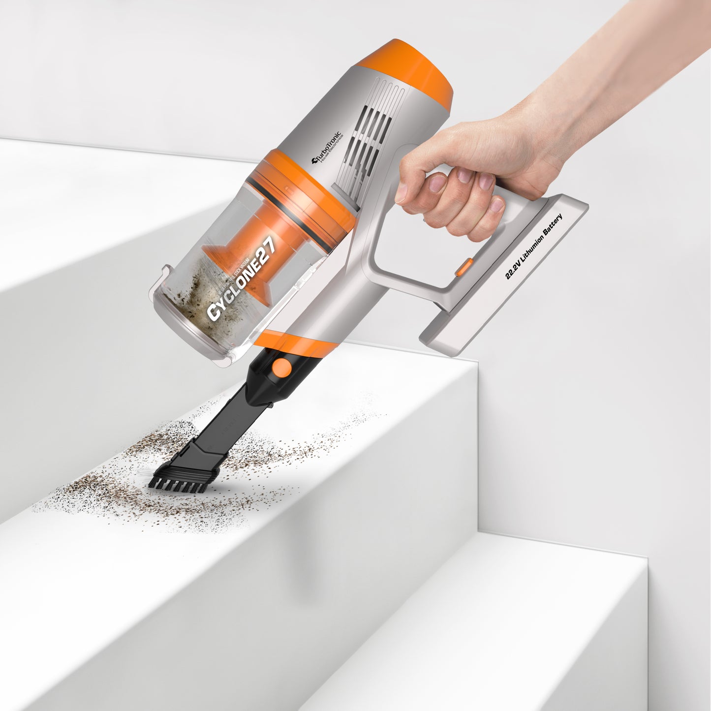 Вертикална прахосмукачка TurboTronic TT-C27, 11 kPa, 0.9L, безжична 2в1, 2.8 кг, HEPA