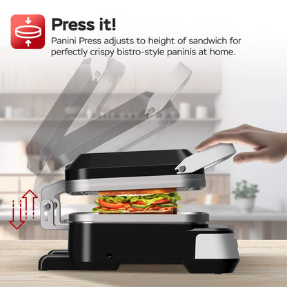 Контактен грил Turbotronic TT-CG1W 4 зададени програми, 4плочи, LED дисплей, 2000W,