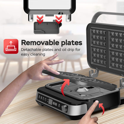 Контактен грил Turbotronic TT-CG1W 4 зададени програми, 4плочи, LED дисплей, 2000W,