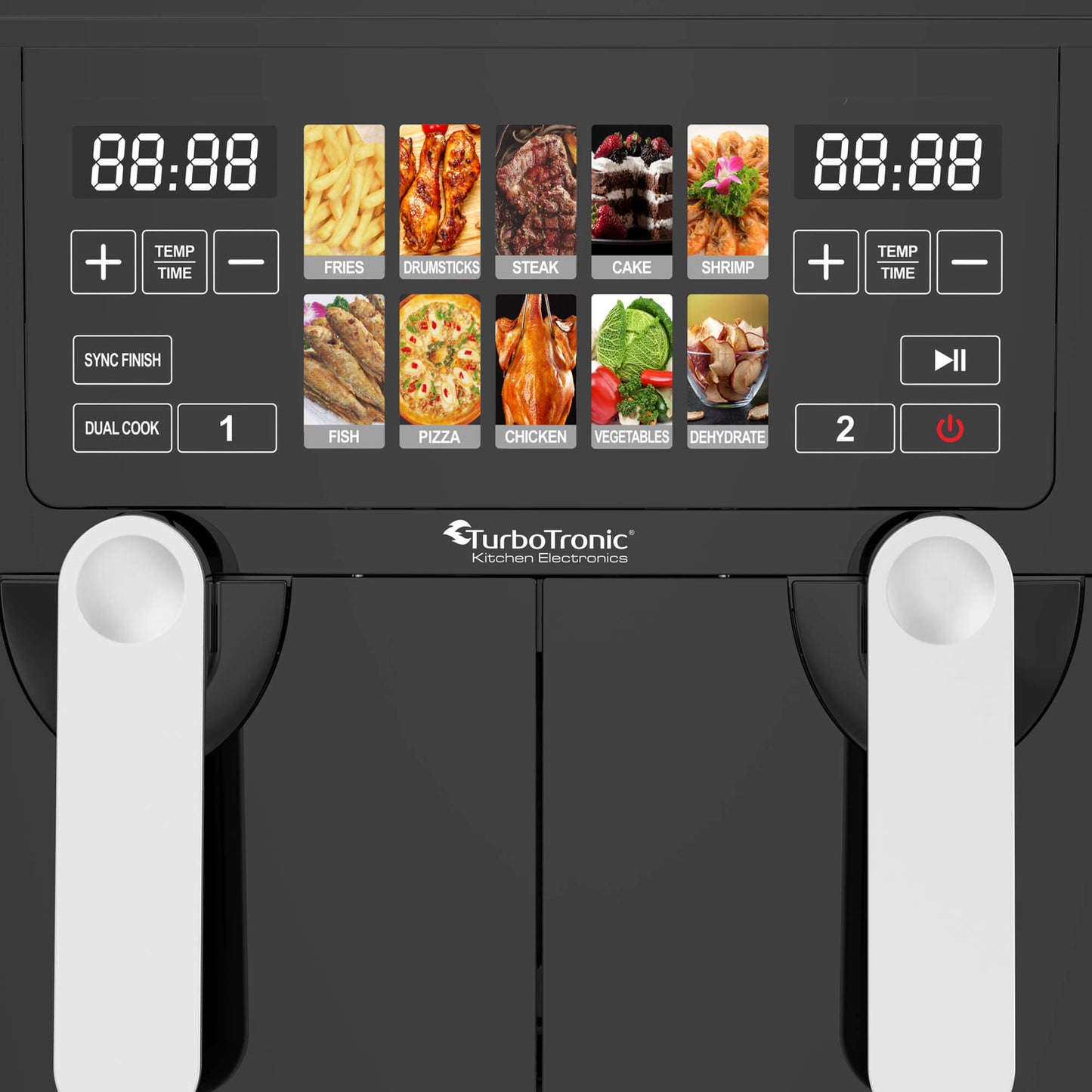 AirFryer TurboTronic Multi DualChef, TT-DAF8, 9L (2×4.5L), 2200–2600W, 10 програми