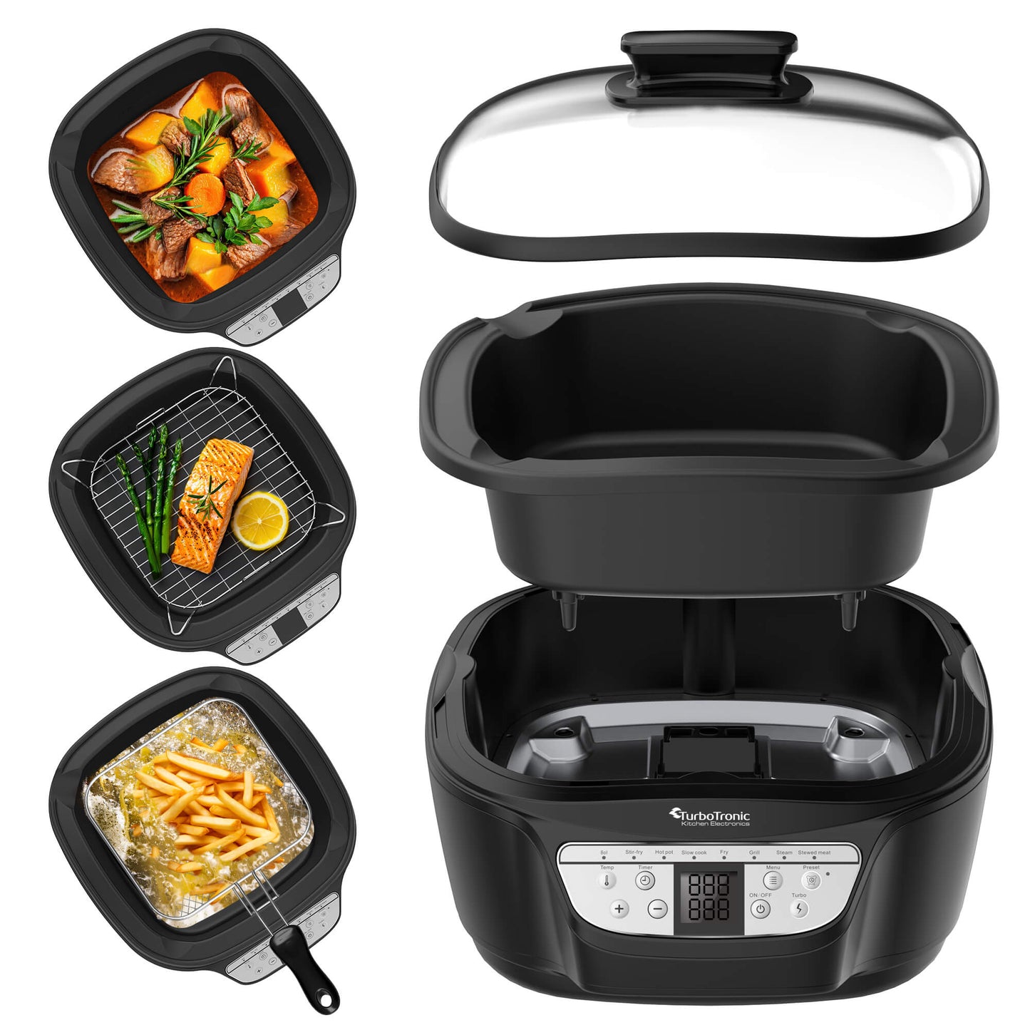 Мултикукър 8 в 1 TurboTronic TT-DMC24, 1500W, 5L, дигитален дисплей, 50–240°C, 1–240 мин