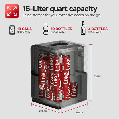 Преносим хладилник с отопление TurboTronic TT-EC15, 15L, 12V/230V, охлаждане до -18°C, загряване до 60°C