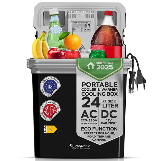 Преносим хладилник с отопление TurboTronic TT-EC24, 24L, 12V/230V, охлаждане до -18°C, загряване до 60°C