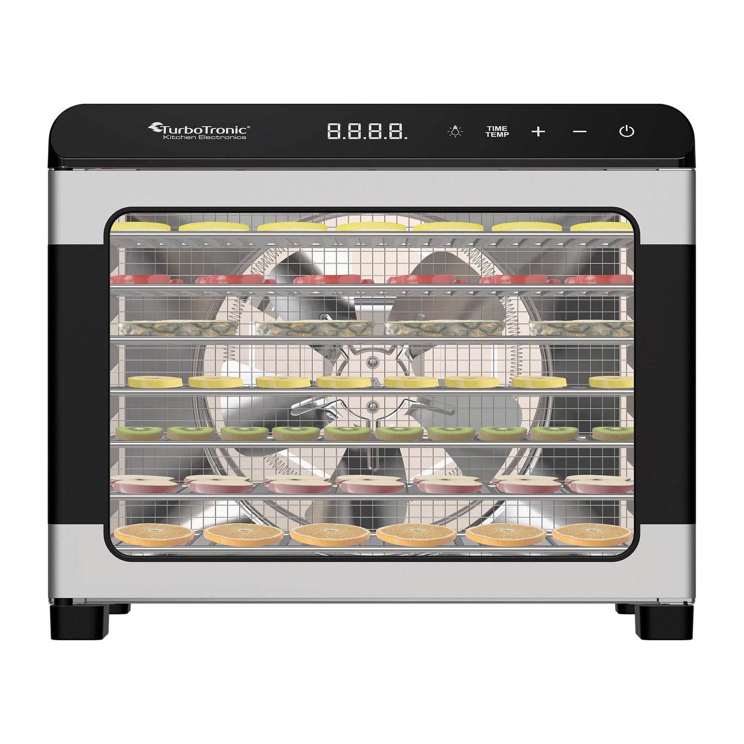 Дехидратор за храна TurboTronic TT-FD55, 675W, 7 тави от неръждаема стомана, дигитален контрол, 35–75°C