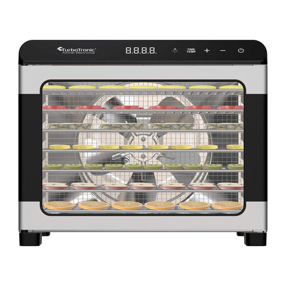 Дехидратор за храна TurboTronic TT-FD55, 675W, 7 тави от неръждаема стомана, дигитален контрол, 35–75°C
