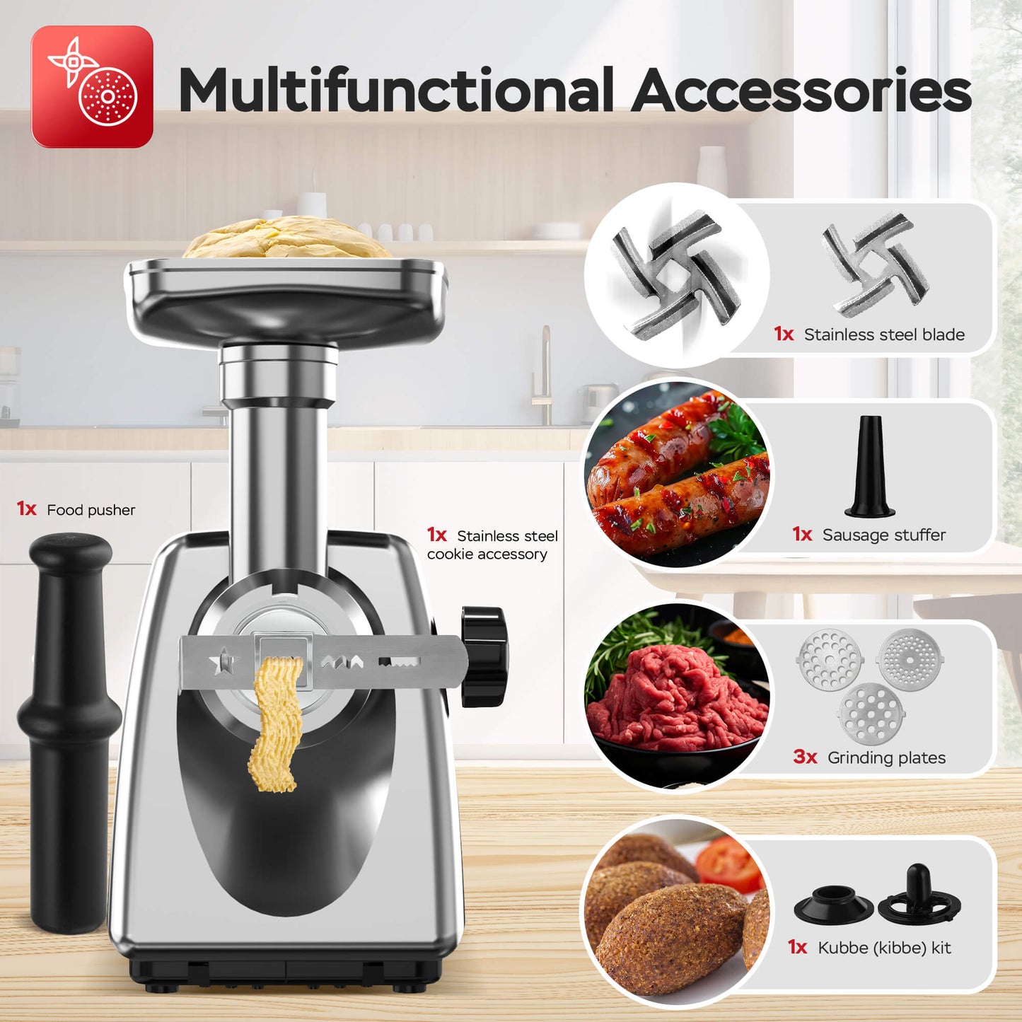 Професионална месомелачка  Месомелачка Turbotronic TT-MG20, неръждаема стомана, мултифункционална,  2000W,