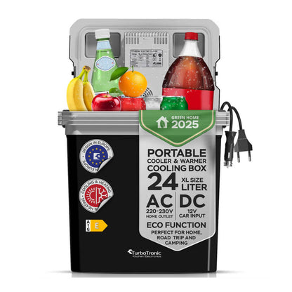 Преносим хладилник с отопление TurboTronic TT-EC24, 24L, 12V/230V, охлаждане до -18°C, загряване до 60°C