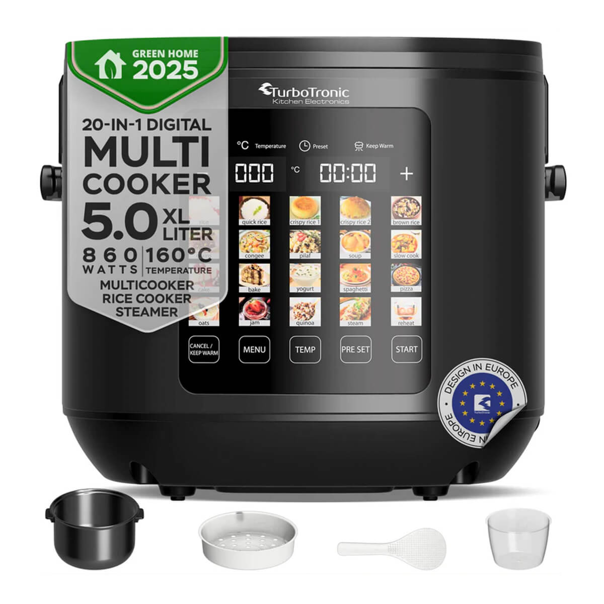 Мултикукър 20 в 1 TurboTronic TT-DMC23, 860W, 5L, LED тъч дисплей, керамично покритие, 24h таймер