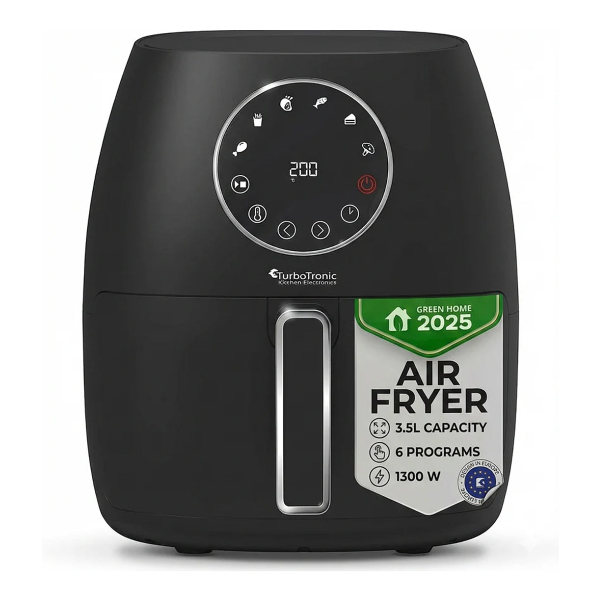 Дигитален Airfryer Turbotronic TT-AF210, 3,5L, LED дисплей, 6 предварителни програми, 1300W
