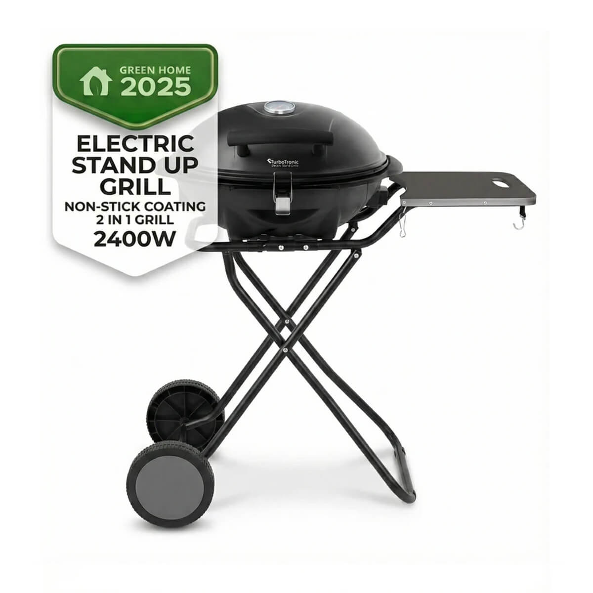 Електрическо барбекю 2 в 1 TurboTronic TT-BBQ5, 2400W, с капак, термостат и странична масичка