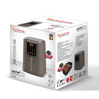 Дигитален Airfryer TurboTronic AirChef TT-AF250, 6L, лед дисплей, 12предварителни програми, 1500W,