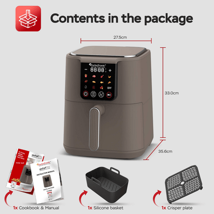 Дигитален Airfryer TurboTronic AirChef TT-AF250, 6L, лед дисплей, 12предварителни програми, 1500W,