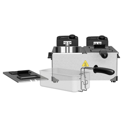 Фритюрник TurboTronic TT-DF2, 2×3.0L, 3600W, до 190°C, двойна кошница