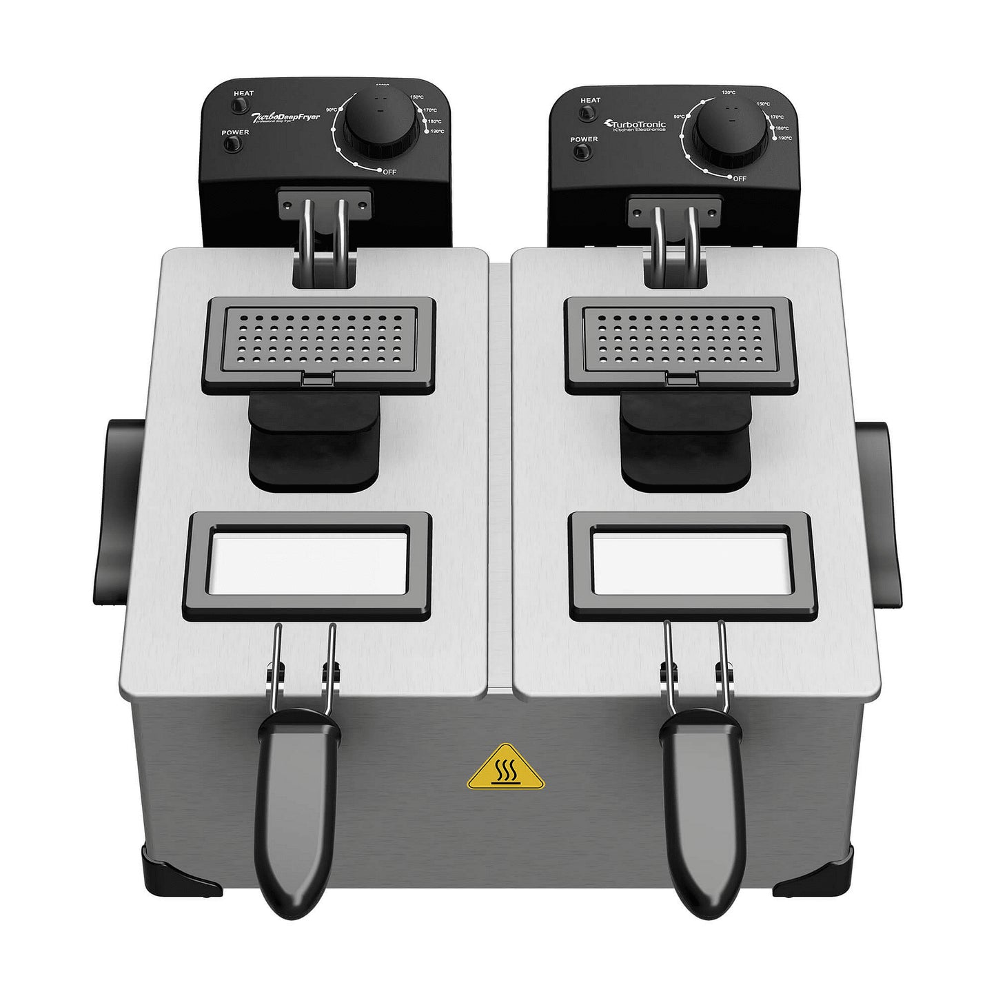 Фритюрник TurboTronic TT-DF2, 2×3.0L, 3600W, до 190°C, двойна кошница