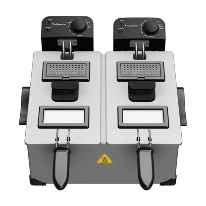 Фритюрник TurboTronic TT-DF2, 2×3.0L, 3600W, до 190°C, двойна кошница